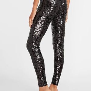 Express Black Sequin Leggings
